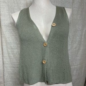 Hippie Rose Size Small Green Knit Boho Sleeveless Halter V-Neck Vest